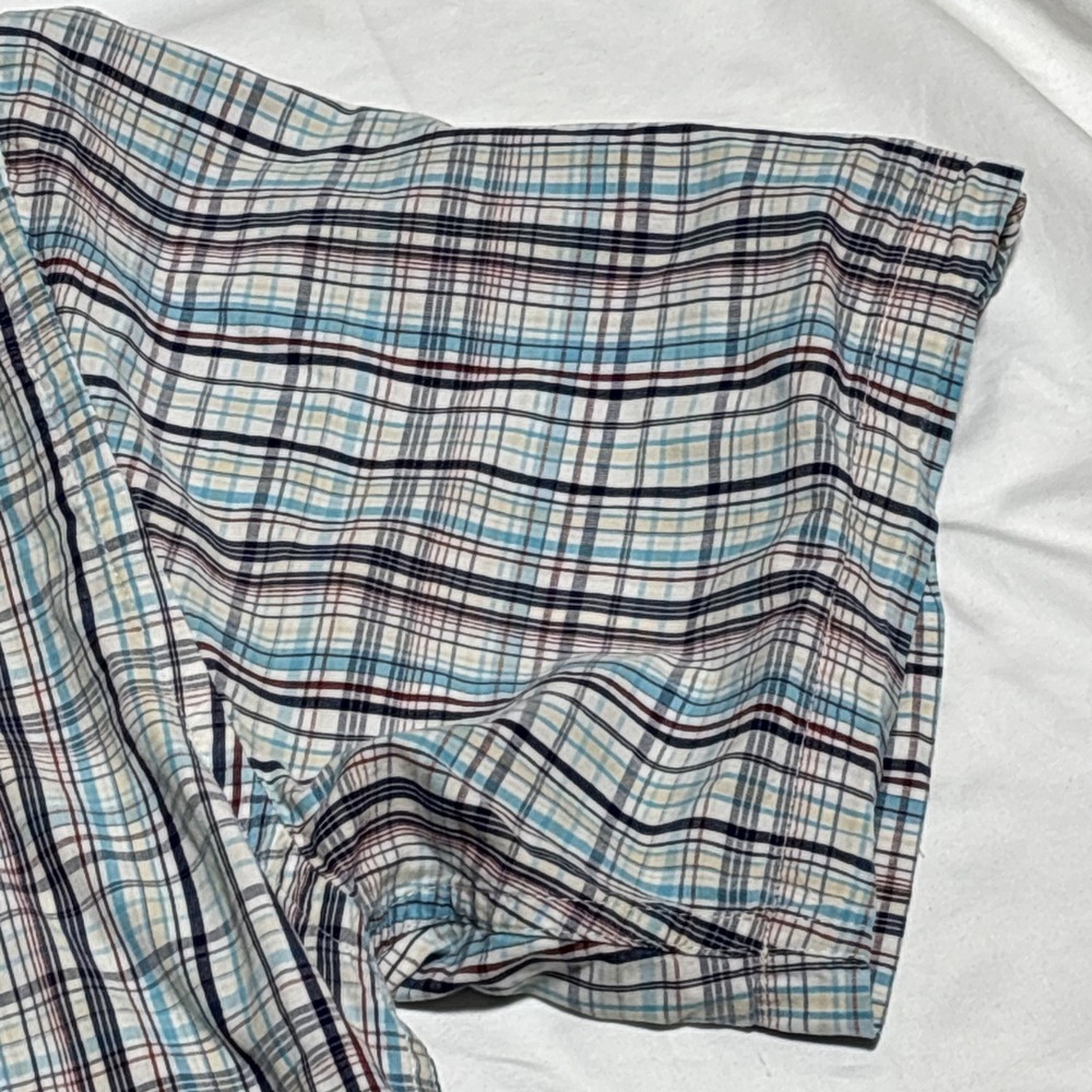 Vtg 90s Phat Farm Shirt Mens Color Cage White Blue Red Plaid Hip Hop Y2K 3XL - Picture 3 of 16